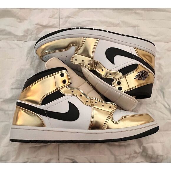 Jordan Air Jordan 1 Mid SE Gold Sneakers Unisex Size 11.5 Men's Athletic Shoes - Picture 9 of 9